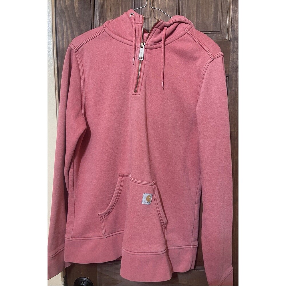 Carhartt Women's Pink Clarksburg Half-Zip Pullover Hoodie Sweatshirt Size L